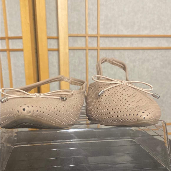 Beige Perforated Slingback Flats - Picture 2 of 5